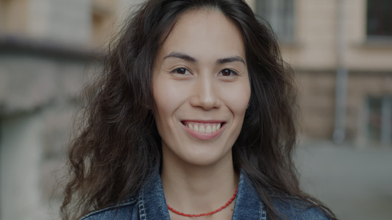 Smiling Asian Woman Portrait on Street