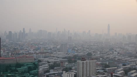 4K-Pollution-Over-the-Metropolitan-City-of-Bangkok,-Thailand