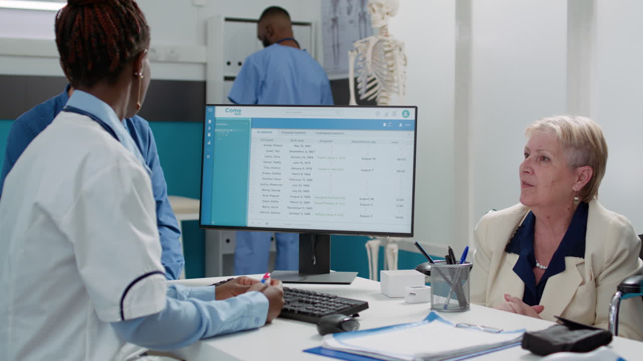 Medical consultation in a doctor's office with elderly patients