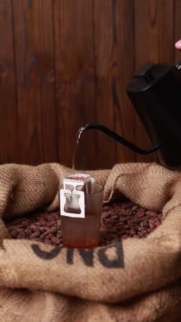 pour over coffee brewing with a coffee pod