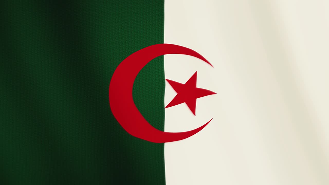 Algeria flag waving animation. Full Screen. Symbol of the country