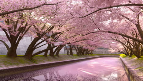 cherry blossom lined canal