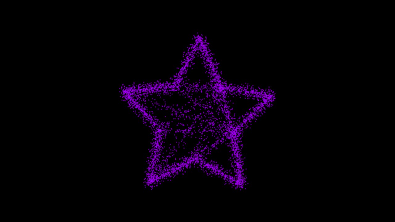 Abstract technology purple 3d stars from animated dots, circles of particles. blend mode