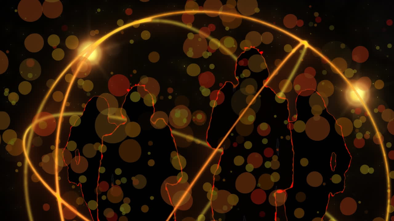 보케 빛 효과와 함께 춤을 추는 사람들의 실루 ⁇