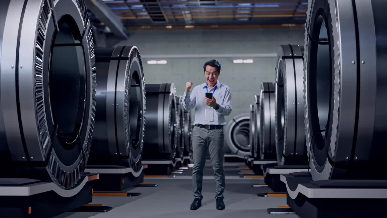 제조 시설에서 성공을 축하하는 엔지니어