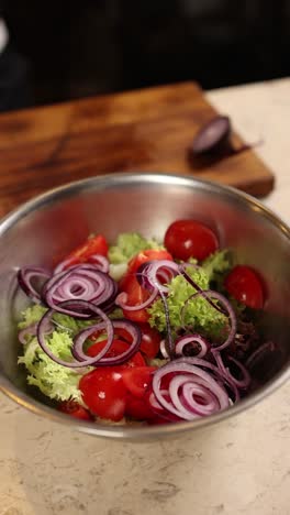 preparing a fresh salad