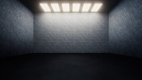 dark brick room with top light, 3d rendering.