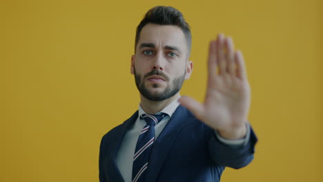 businessman rejecting