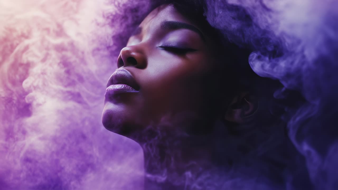 Portrait of a woman in a cloud of smoke