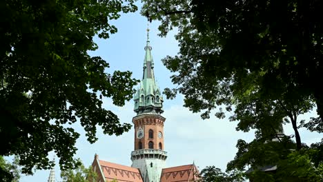 Perfectly-framed-time-lapse-of-Saint-Joseph-church-in-the-city-of-Krakow,-Poland