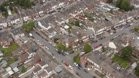 drone shot flying over housing estate streets 02