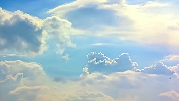 Motion Timelapse Of Rain Pouring Down Against Bright Sunny Sky With Clouds