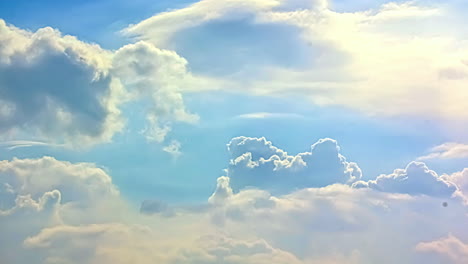 motion timelapse of rain pouring down against bright sunny sky with clouds