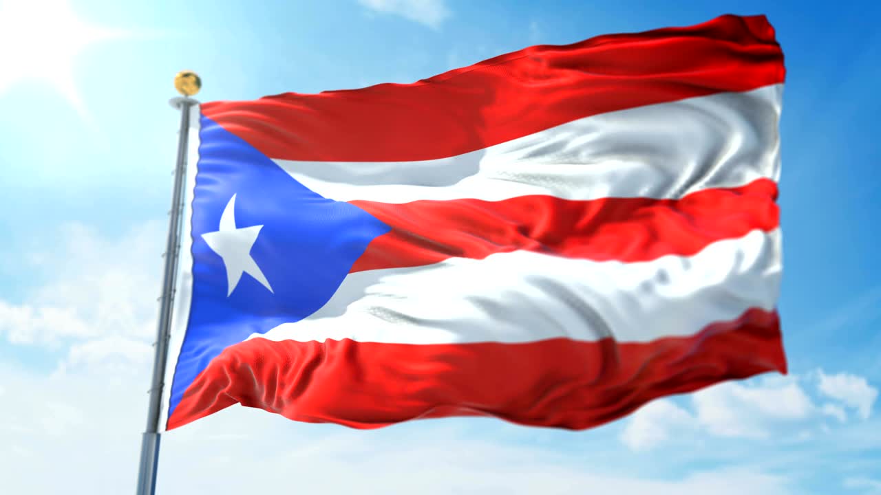bandera de puerto rico bucle sin costuras vídeo de renderización 3d. hermoso bucle de tela textil agitando
