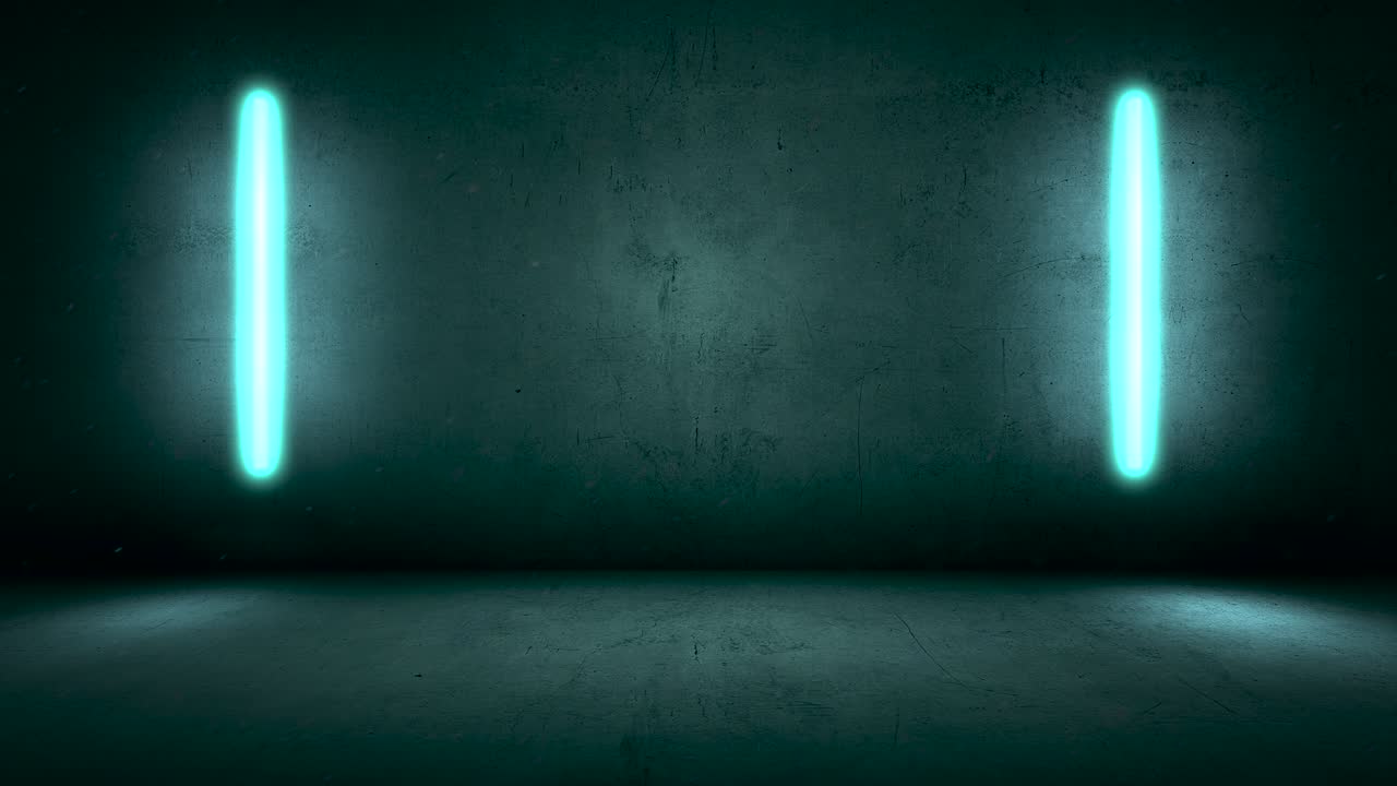 luz azul de neón en la pared en el subterráneo