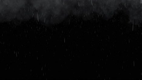 light rain fall with grey clouds on black background 3d animation visual effects