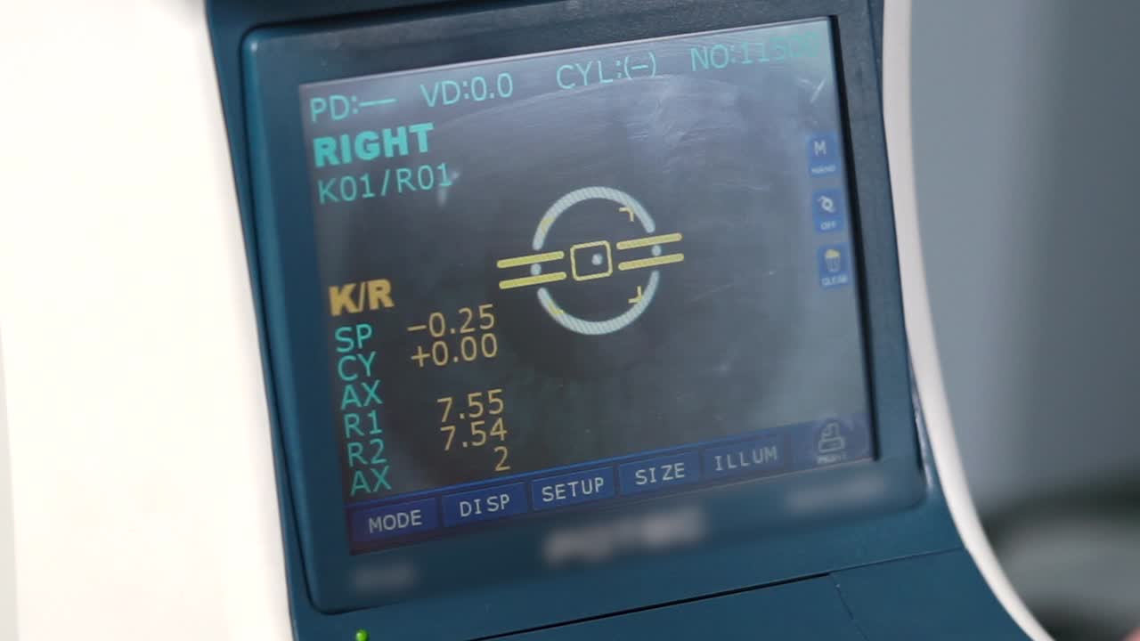 visualización del valor k del examen ocular