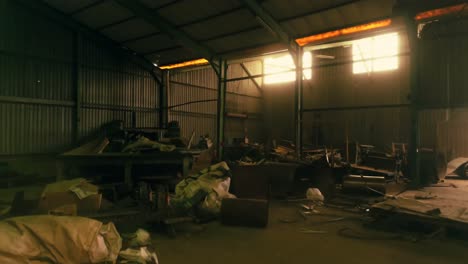 rusty metal pieces in warehouse 4k