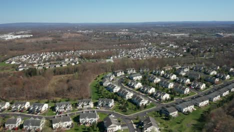 4k aerial drone footage of condominiums and cul de sac residential housing in middletown new york