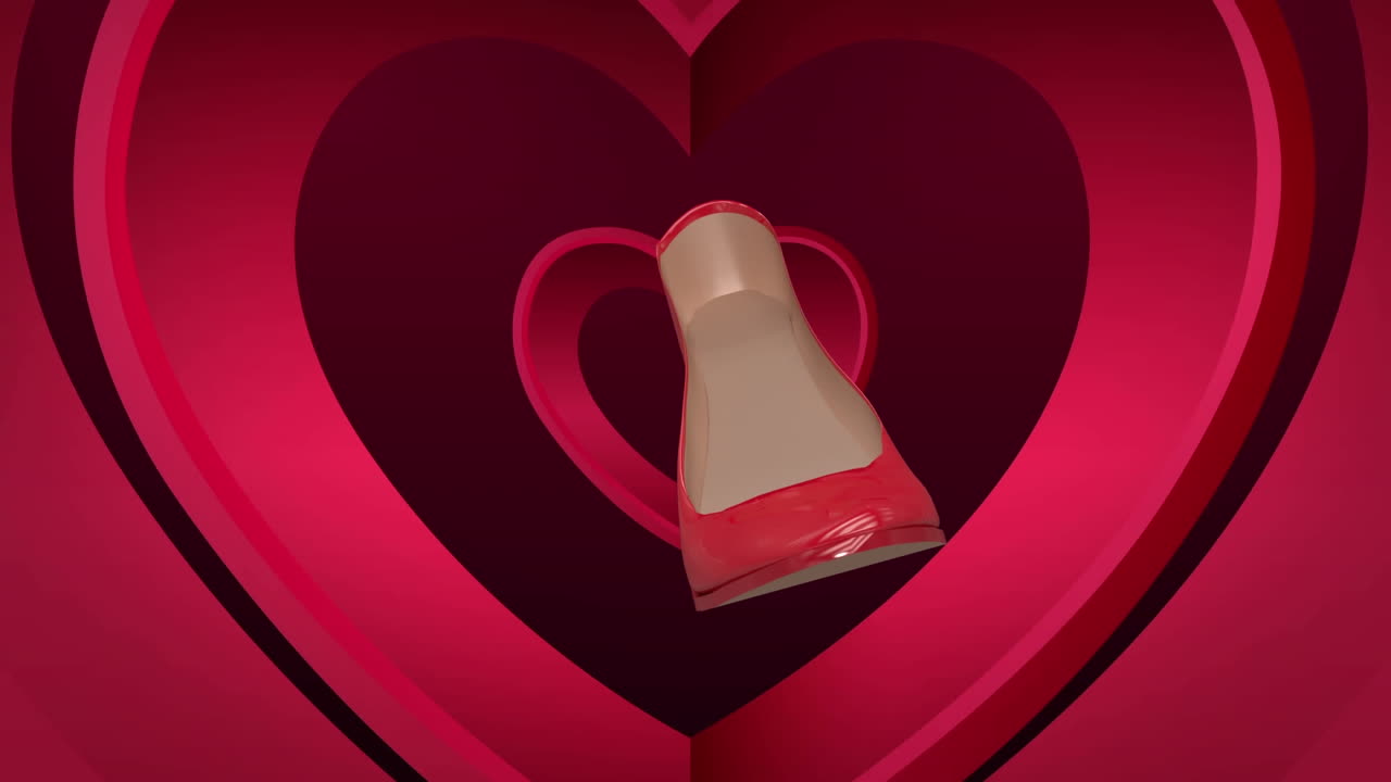 애니메이션 된 심장 에 대항 하여 회전 하는 높이  ⁇ 은 신발