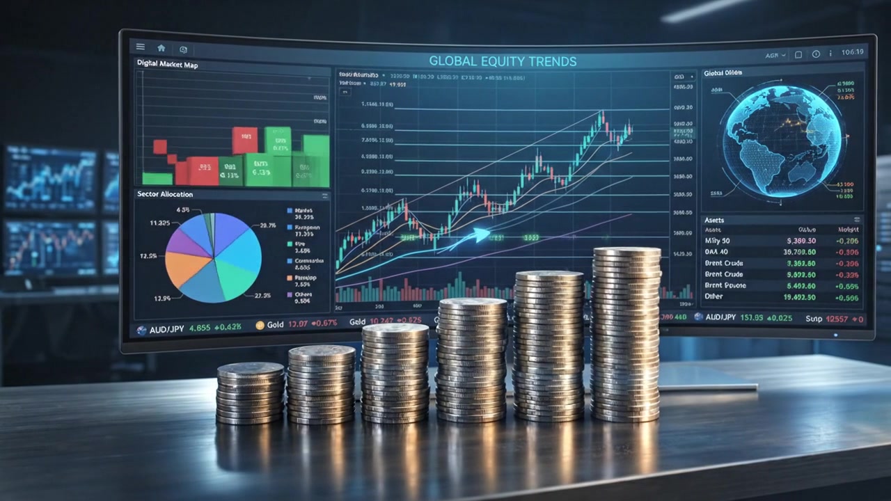Finansielt Analysedashboard Med Aktiemarkedsvækstdiagrammer på Digital Skærm