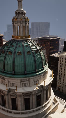 close-up of a dome on a historic building in a city