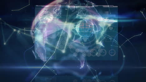 animación de la red de conexiones con el cerebro humano y procesamiento de datos médicos