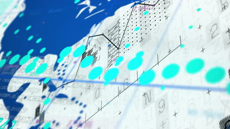 animation of digital data processing over world map