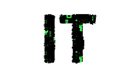 it black - green cybernetic digital text, isolated - loop video