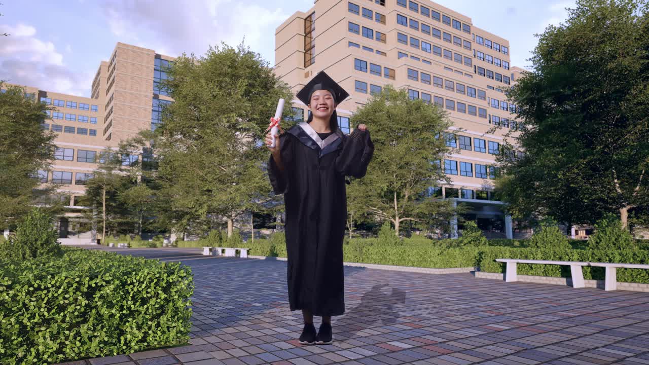 졸업을 축하하는 여자