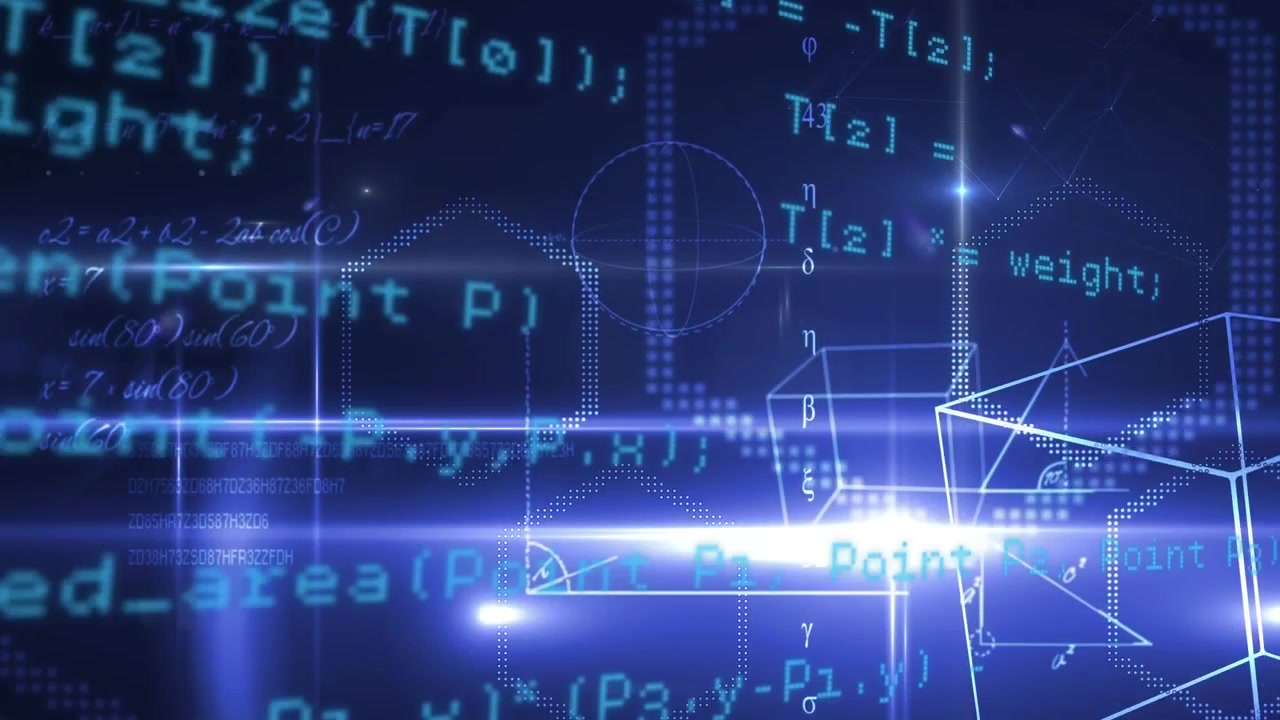Data processing over hexagonal shapes and spot of light against blue background