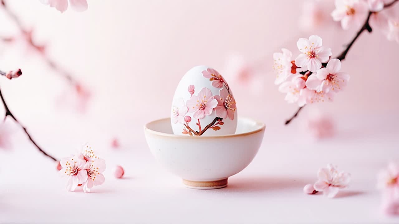 Pink Easter Egg with Cherry Blossoms