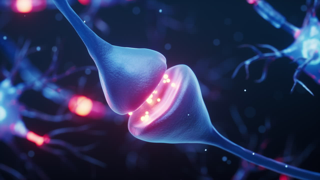 생물학적 신경세포와 생의학적 개념, 3d 렌더링