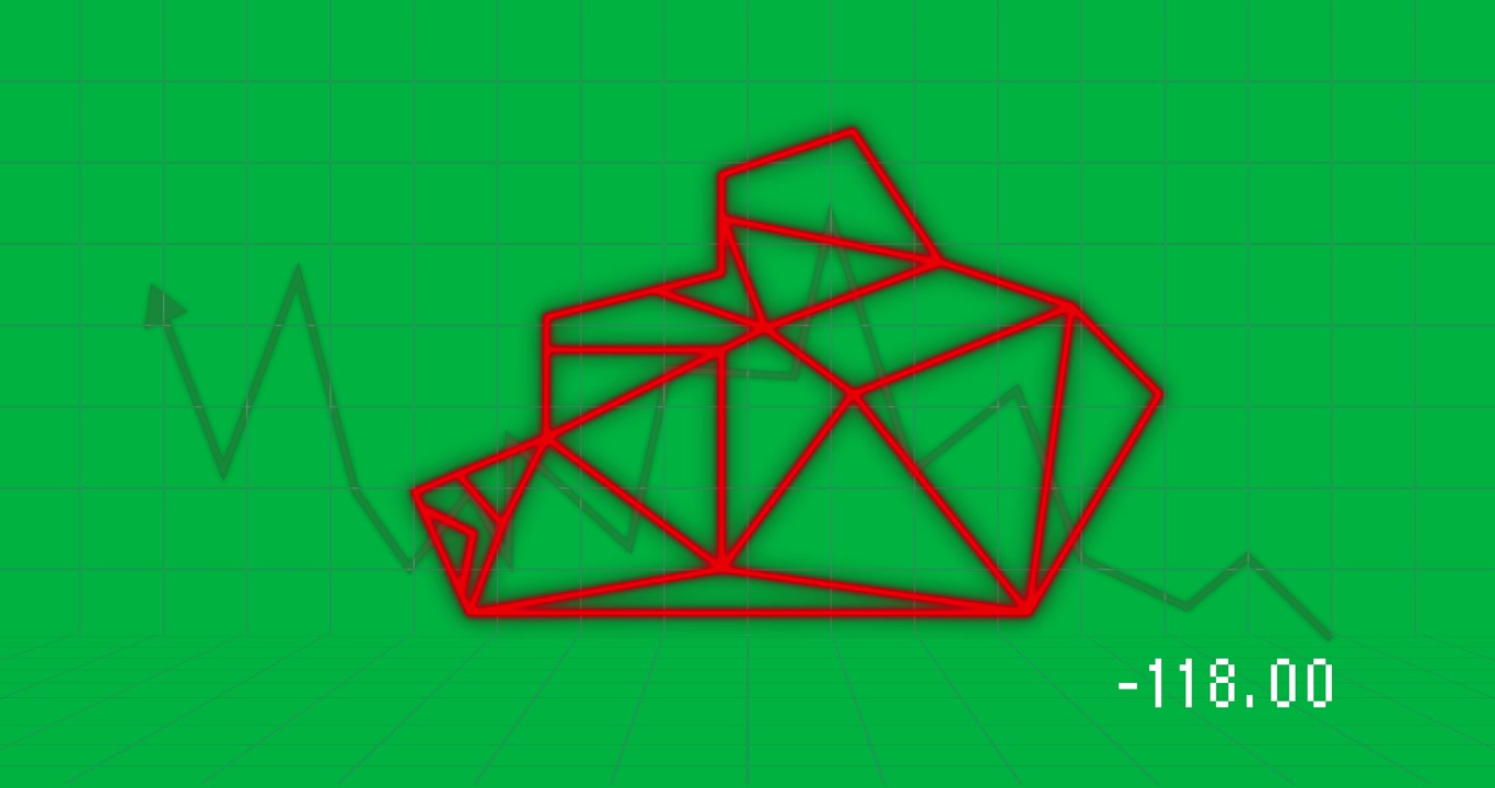 Animazione di una forma lineare del profilo di un orso e di un grafico su sfondo trasparente.