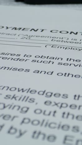 employment contract document closeup