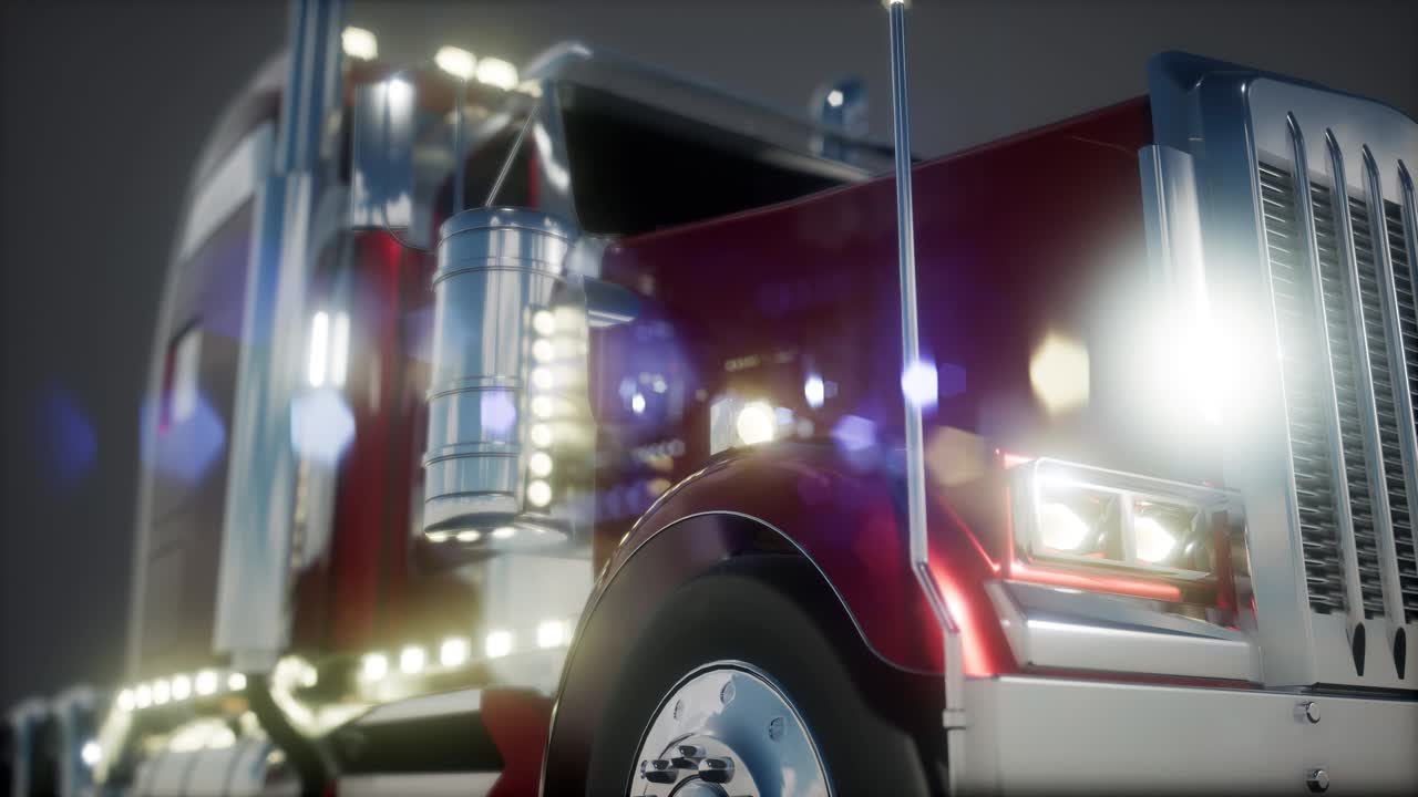 스튜디오에서 밝은 미국 트럭 트랙