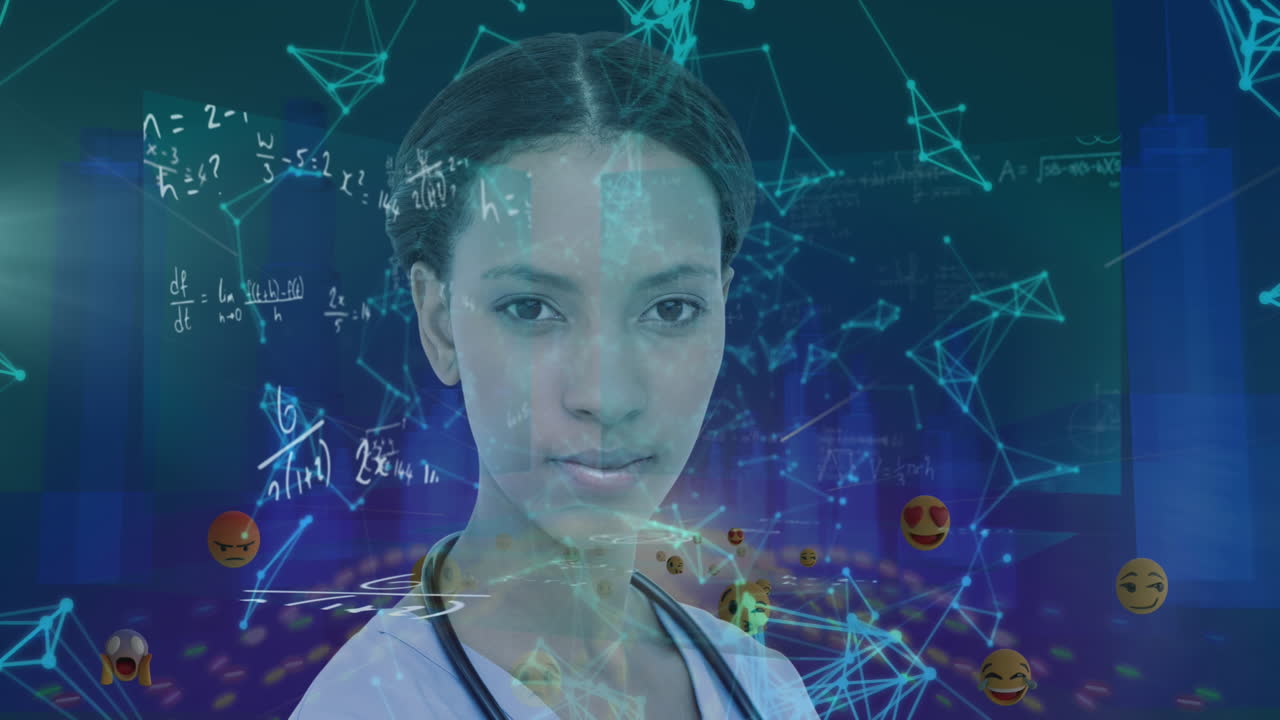 médico femenino sobre la red de conexiones contra el modelo de ciudad en 3d