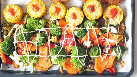 Roasted Vegetables and Corn with Mayo Topping