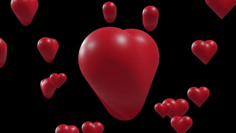 animación de corazones rojos moviéndose sobre un fondo negro.