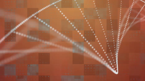 animación de la cadena de adn y procesamiento de datos sobre un fondo naranja