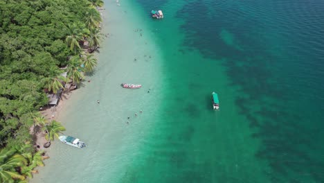 boats sailing on estrella beach, caribbean sea in bocas del toro, panama