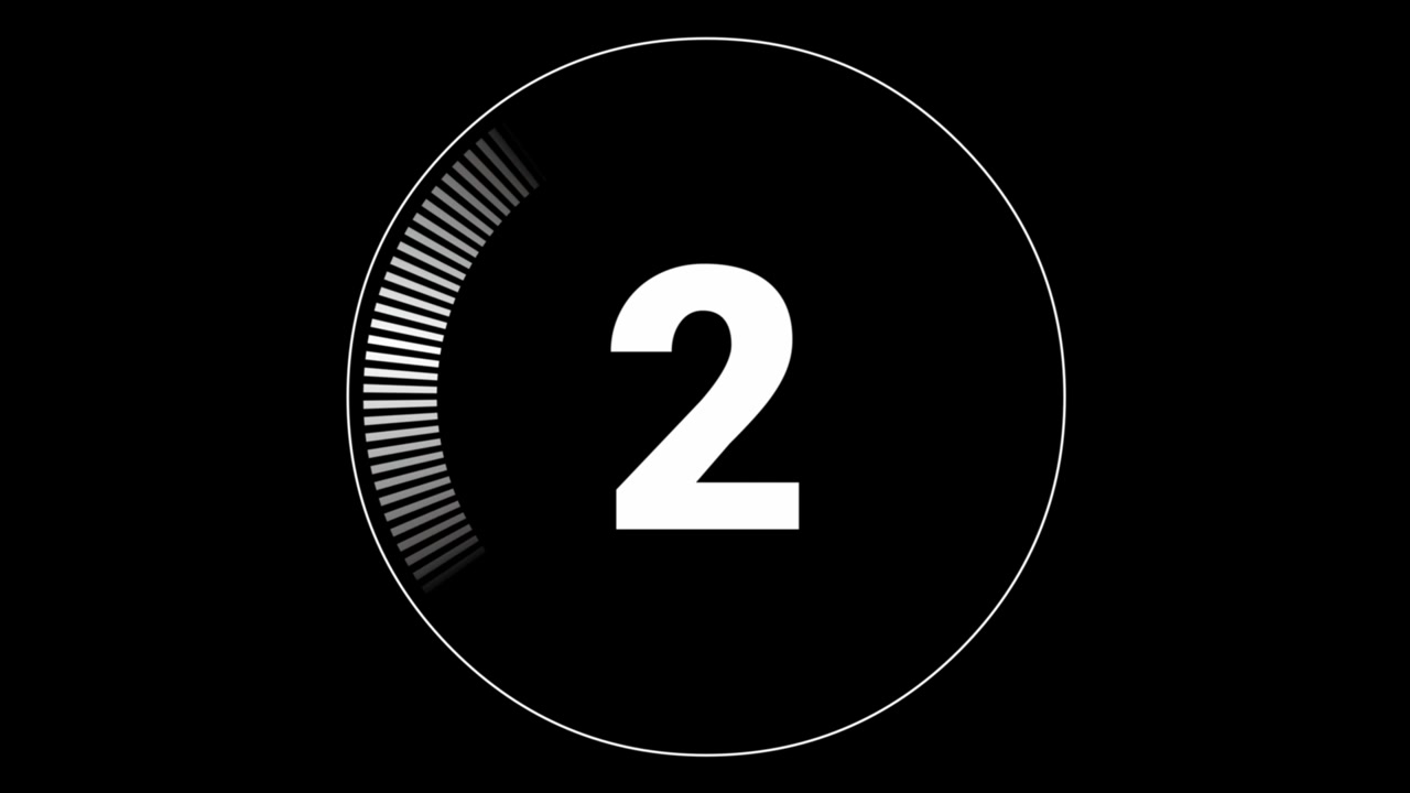 Simple animation showing a 3-second countdown timer on a black background