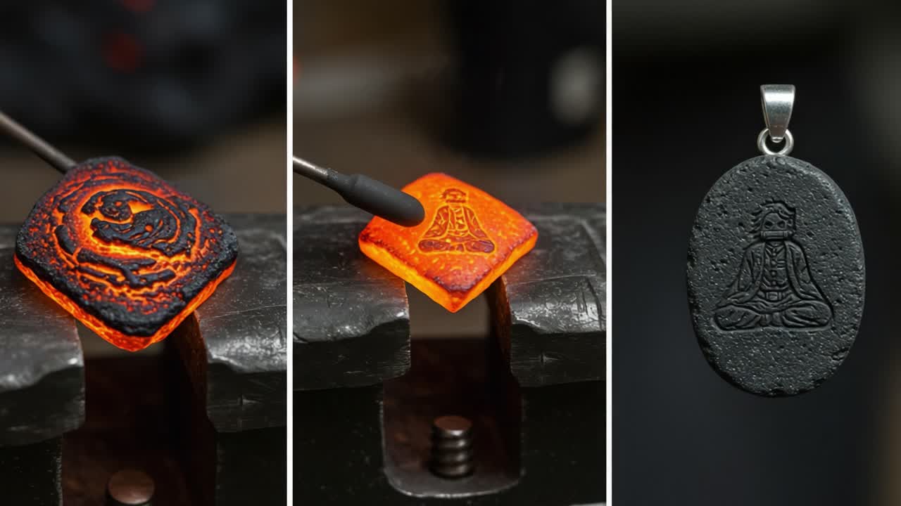 Crafting a Unique Pendant: The Transformation of a Buddha Symbol from Molten Metal to Finished Jewelry Piece