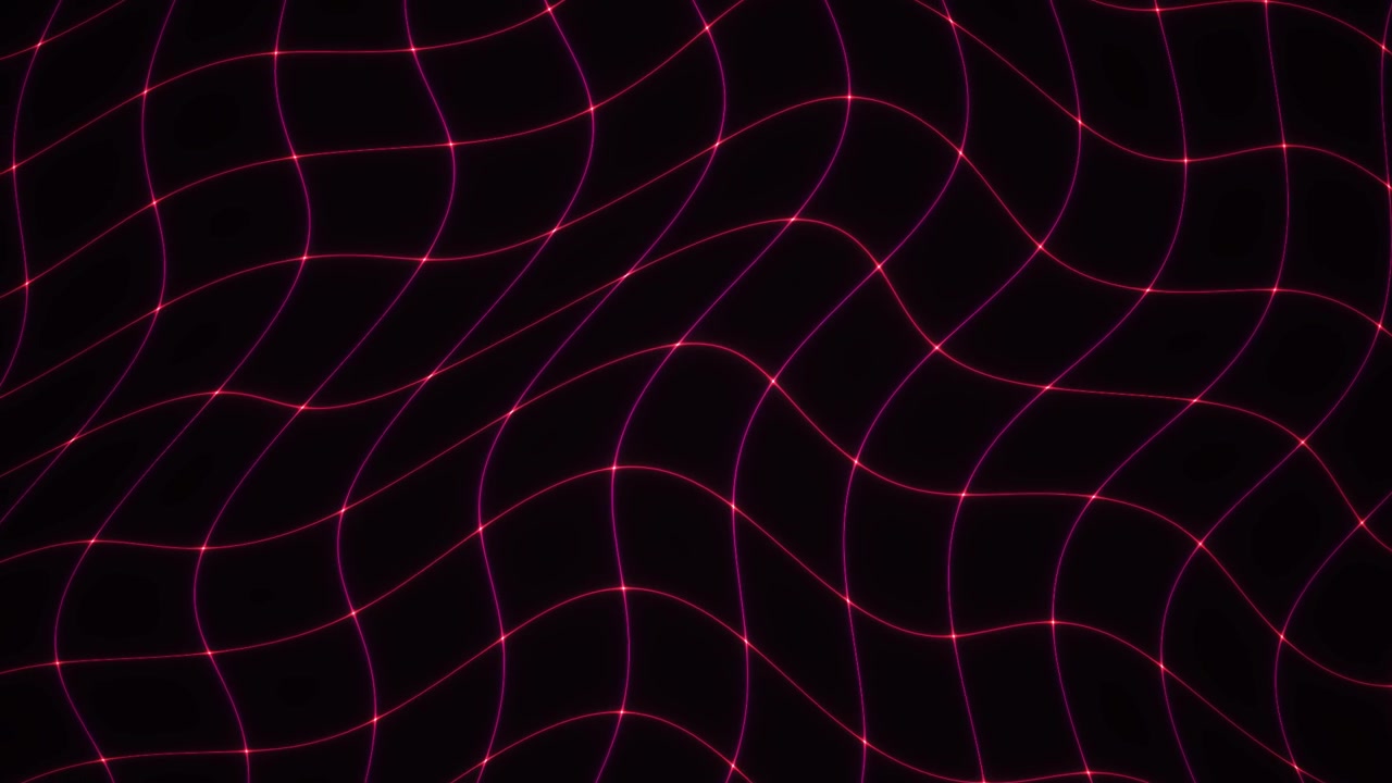 Dynamic Neon Grid Pattern Moving on Black Background