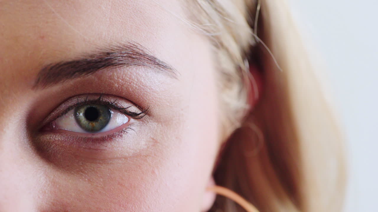 초점을 맞춘 눈, 시력 및 콘택트 렌즈