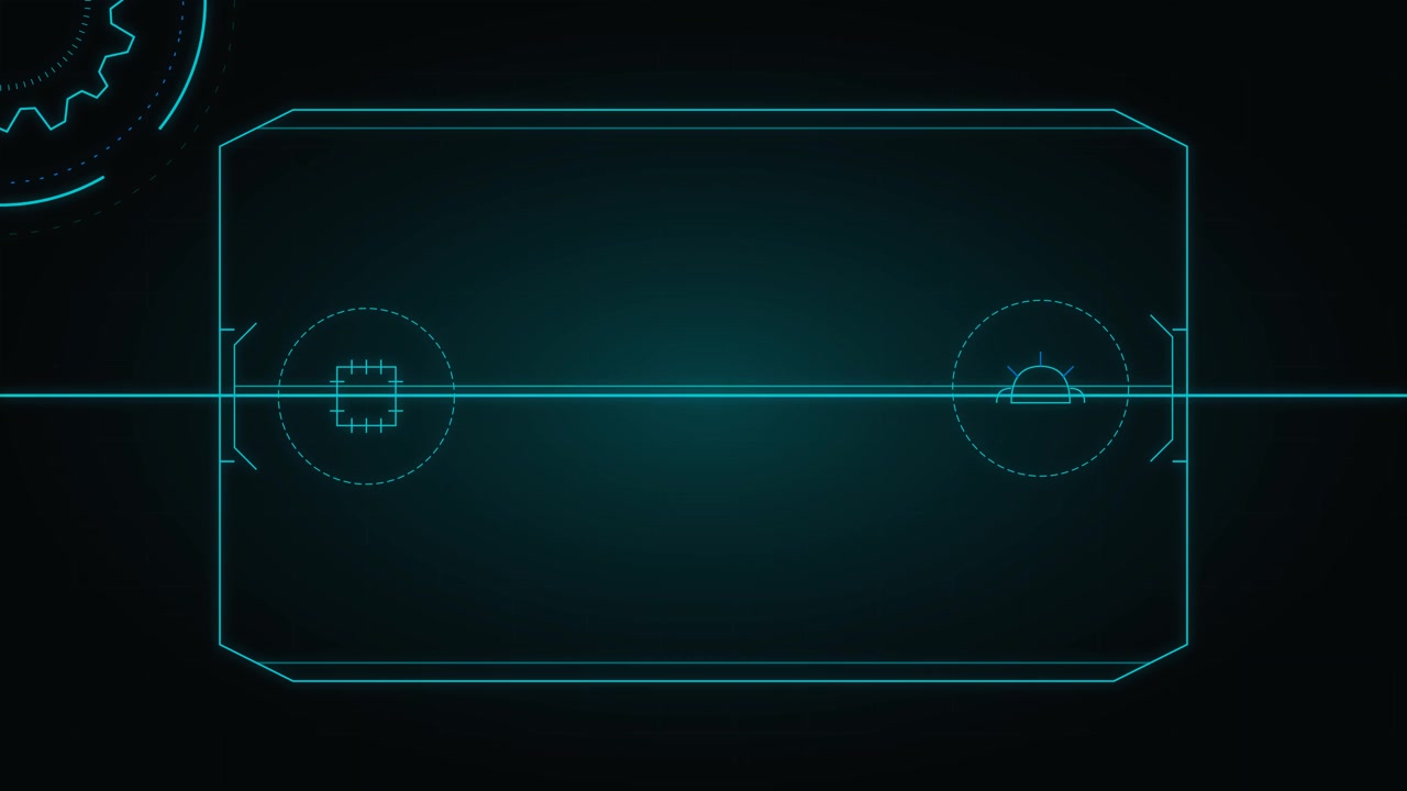 Futuristic Digital Interface with Scanning Line and Icons