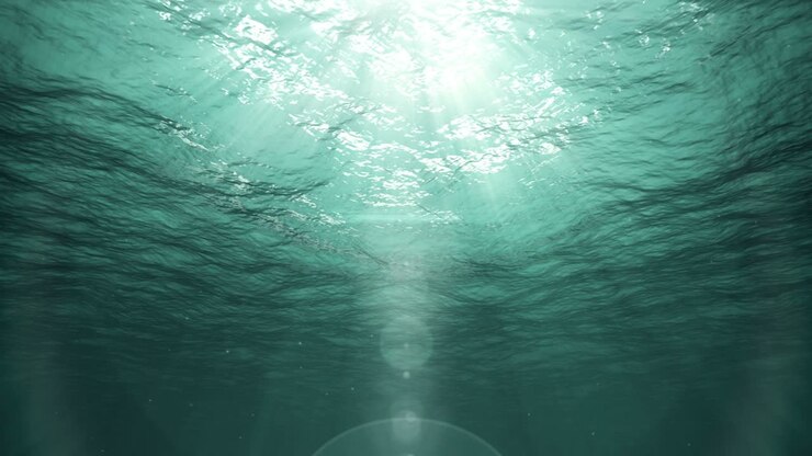 Onderwater zonnestralen in de oceaan (lus)