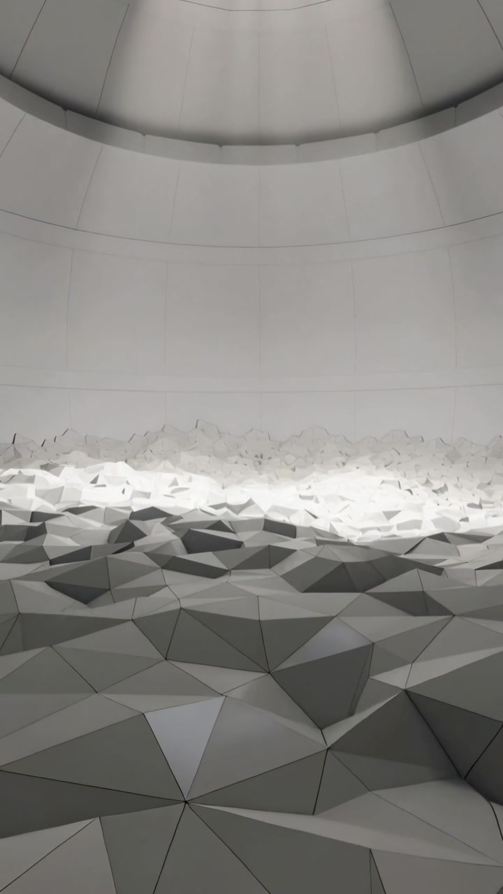 Futuristic Low Poly Geometric Landscape with Bright Background Light