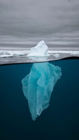 iceberg above and below the water's surface