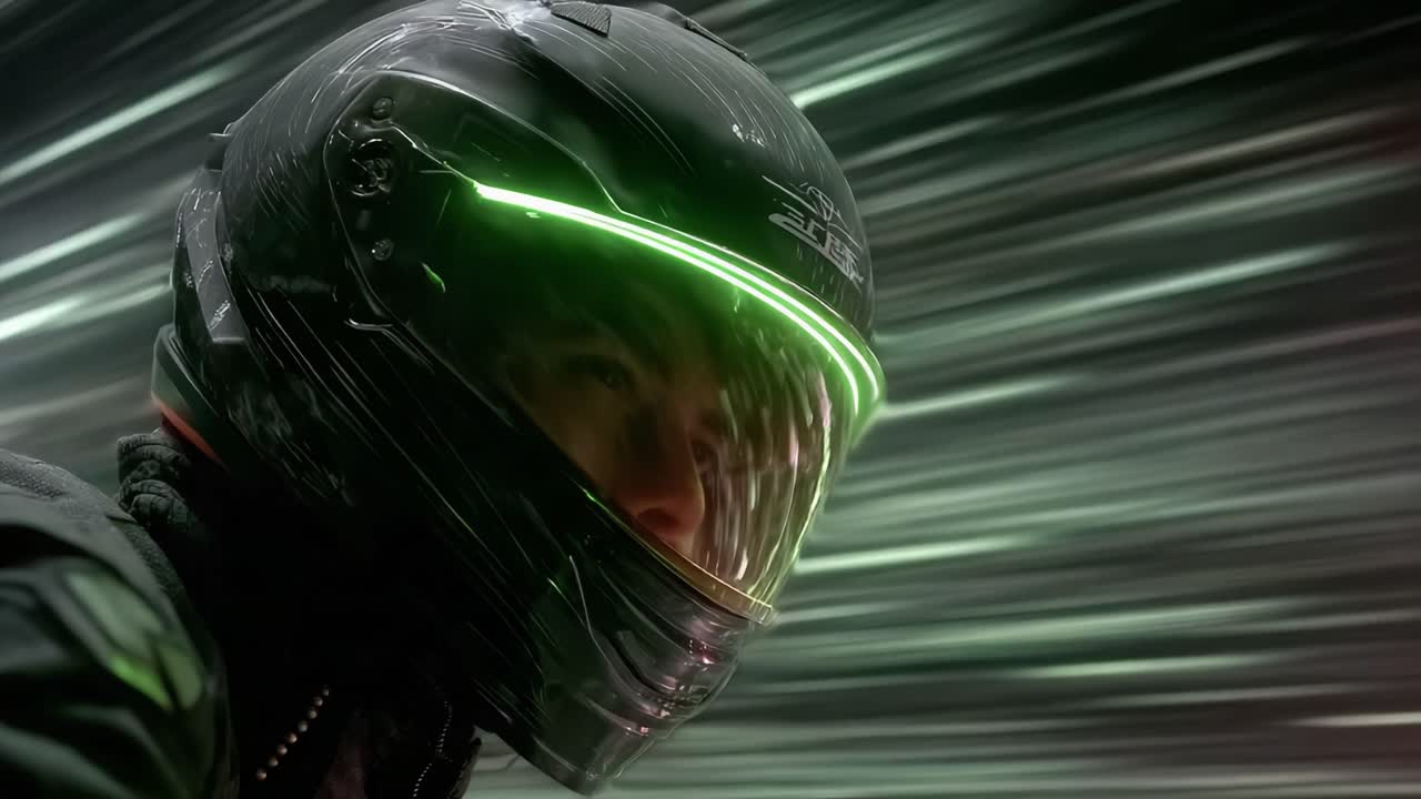 A Fast-Paced Journey: Capturing the Intense Focus of a Racer in Motion with Dynamic Blurs in the Background, Highlighting Speed and Precision in Motorcycle Riding